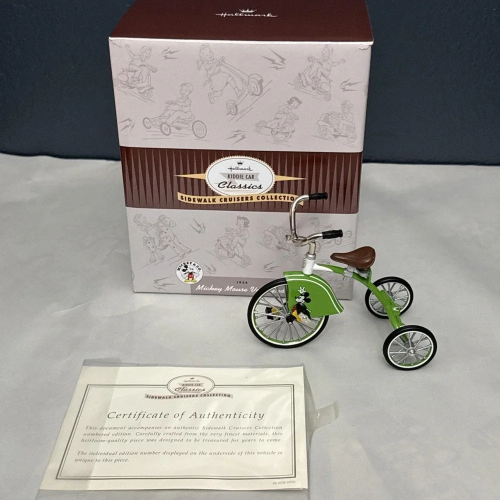 Vintage 1990s Hallmark Kiddie Classics Mickey Mouse Velocipede –‎ Box & COA